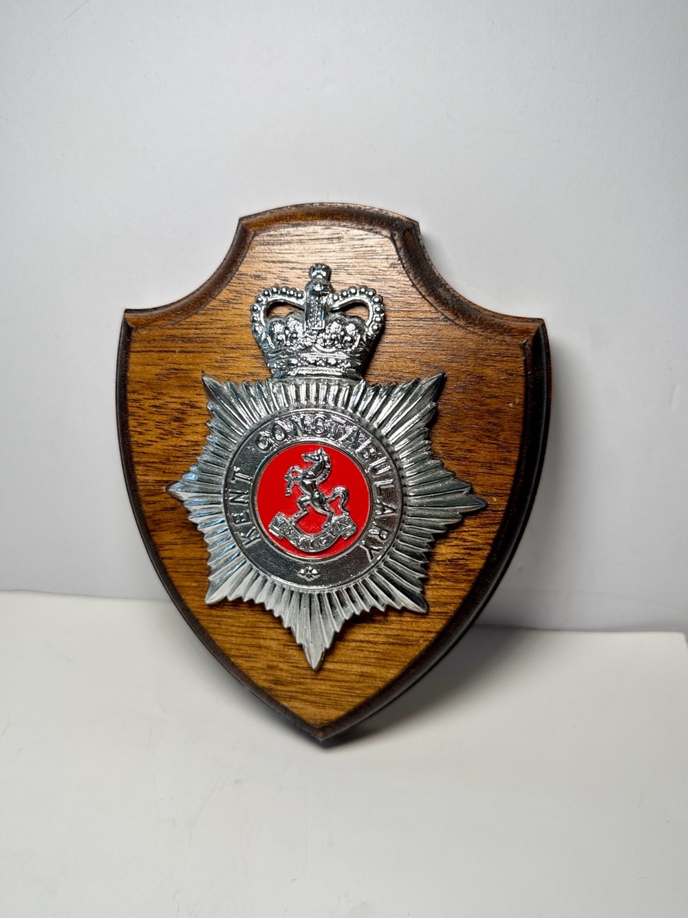 Kent Constabulary Plaque Wooden Shield Police Badge Wall Decor Vintage Style